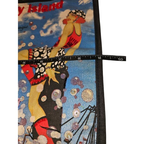 Vintage Coney Island Tote Bag With Retro Print & Sequin Accents EUC - Picture 9 of 16